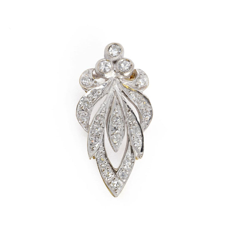 Pendentif en Or blanc et jaune 18k avec Diamants - Fleur de Lys