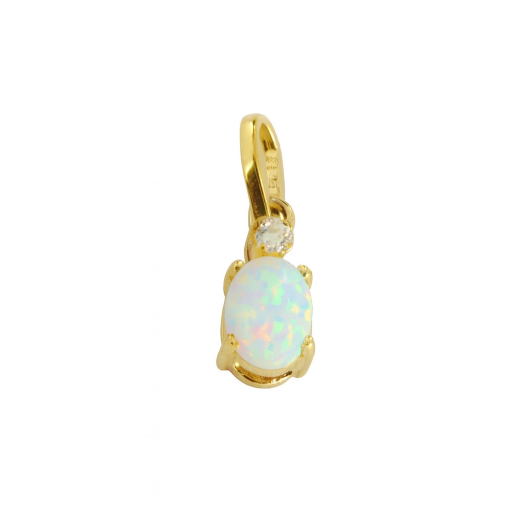 Pendentif en Or jaune 14k avec Opale Synthétique