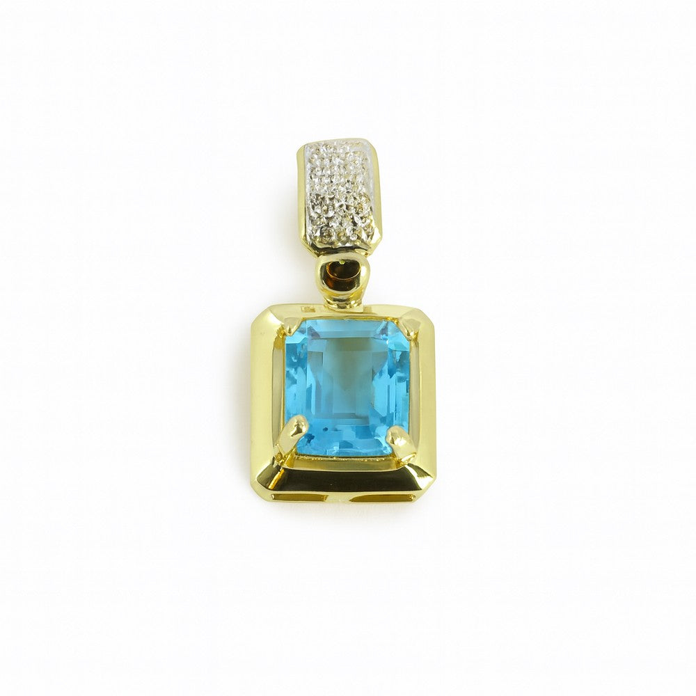 Pendentif en Or jaune 14k avec Topaze et Zirconiums