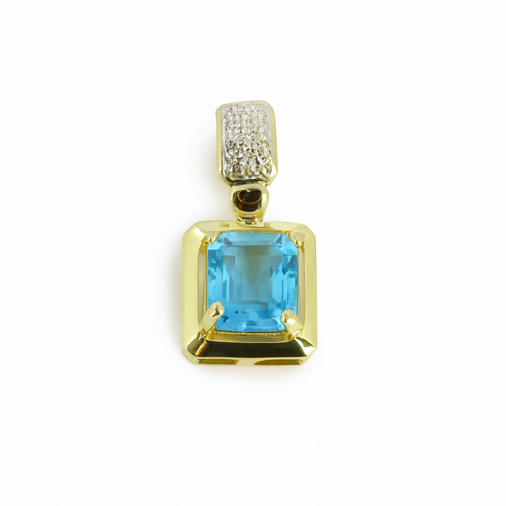14k Yellow Gold Pendant with Topaz and Cubic Zirconia
