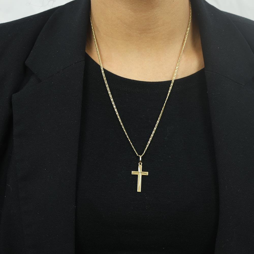 18k Yellow Gold Pendant - Christian Cross