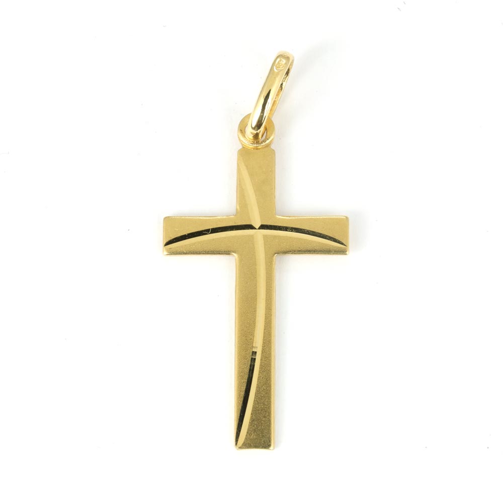 18k Yellow Gold Pendant - Christian Cross