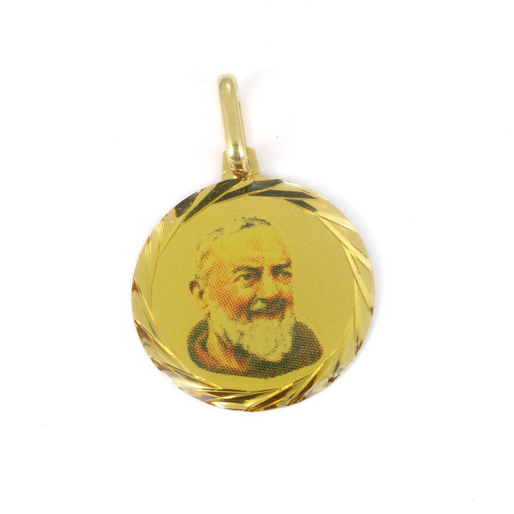 Pendentif en Or jaune 18k - Medaille "Padre Pio"