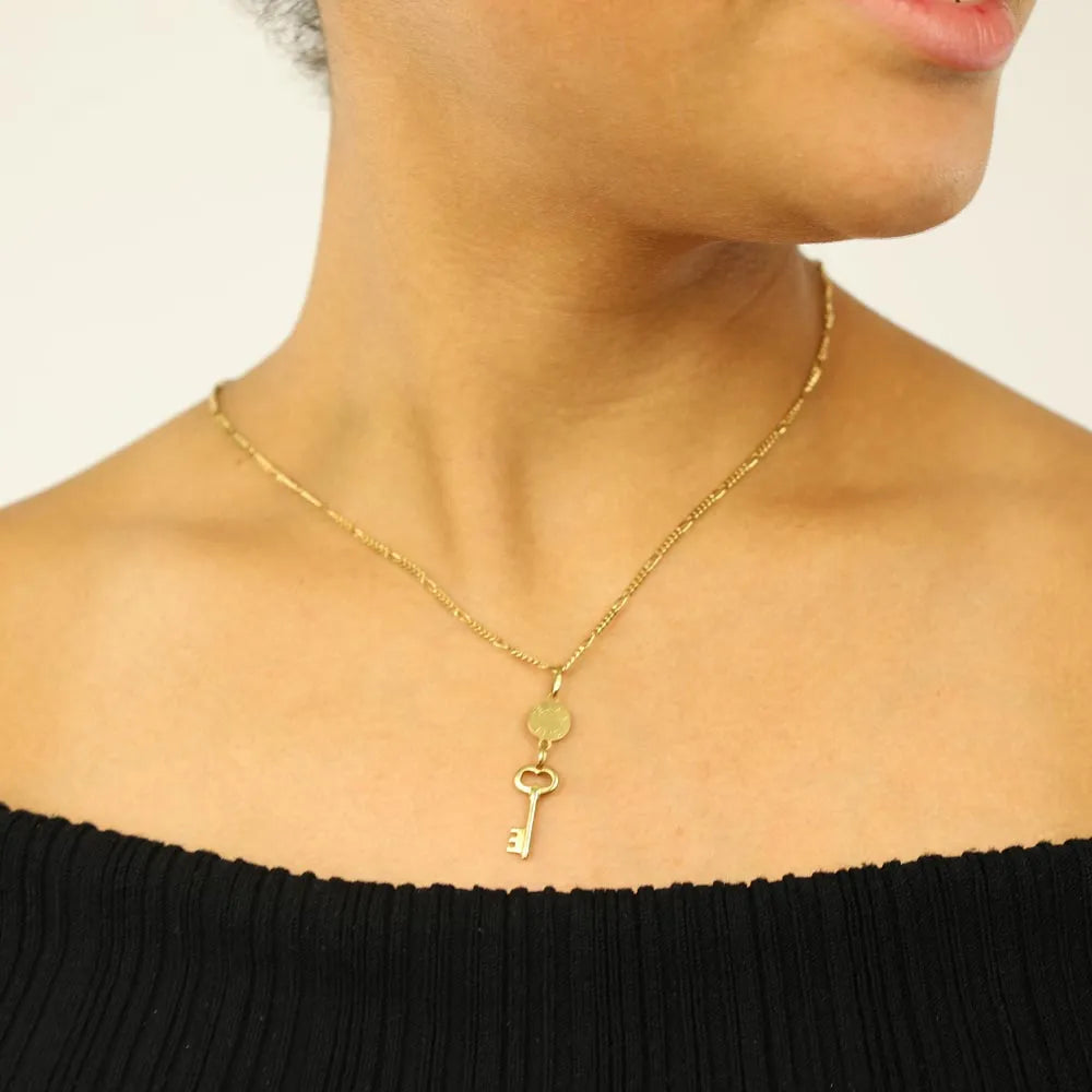 Pendentif en Or jaune 18k - Motif "Clef - Della Felicità"