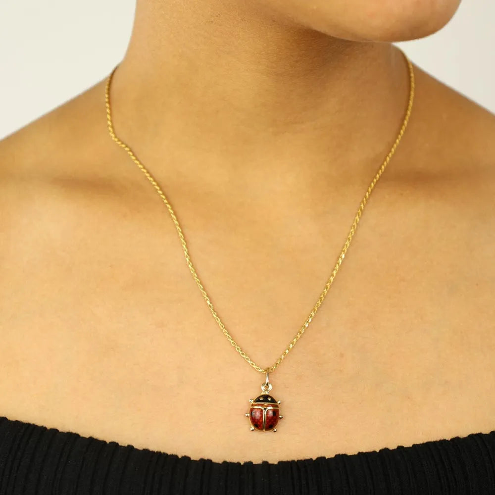 Pendentif en Or jaune 18k - Motif "Coccinelle émaillée"