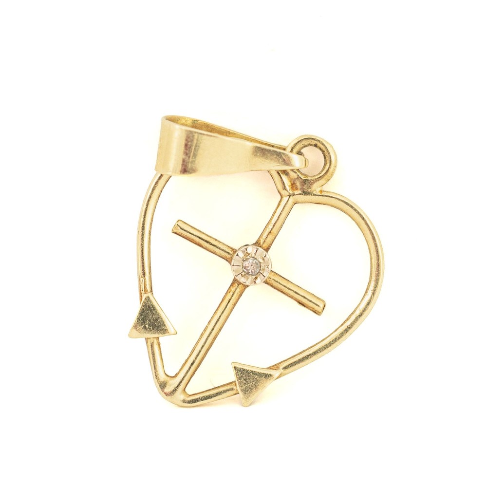 Pendentif en Or jaune 18k - Motif "Coeur stylisé" avec Diamant