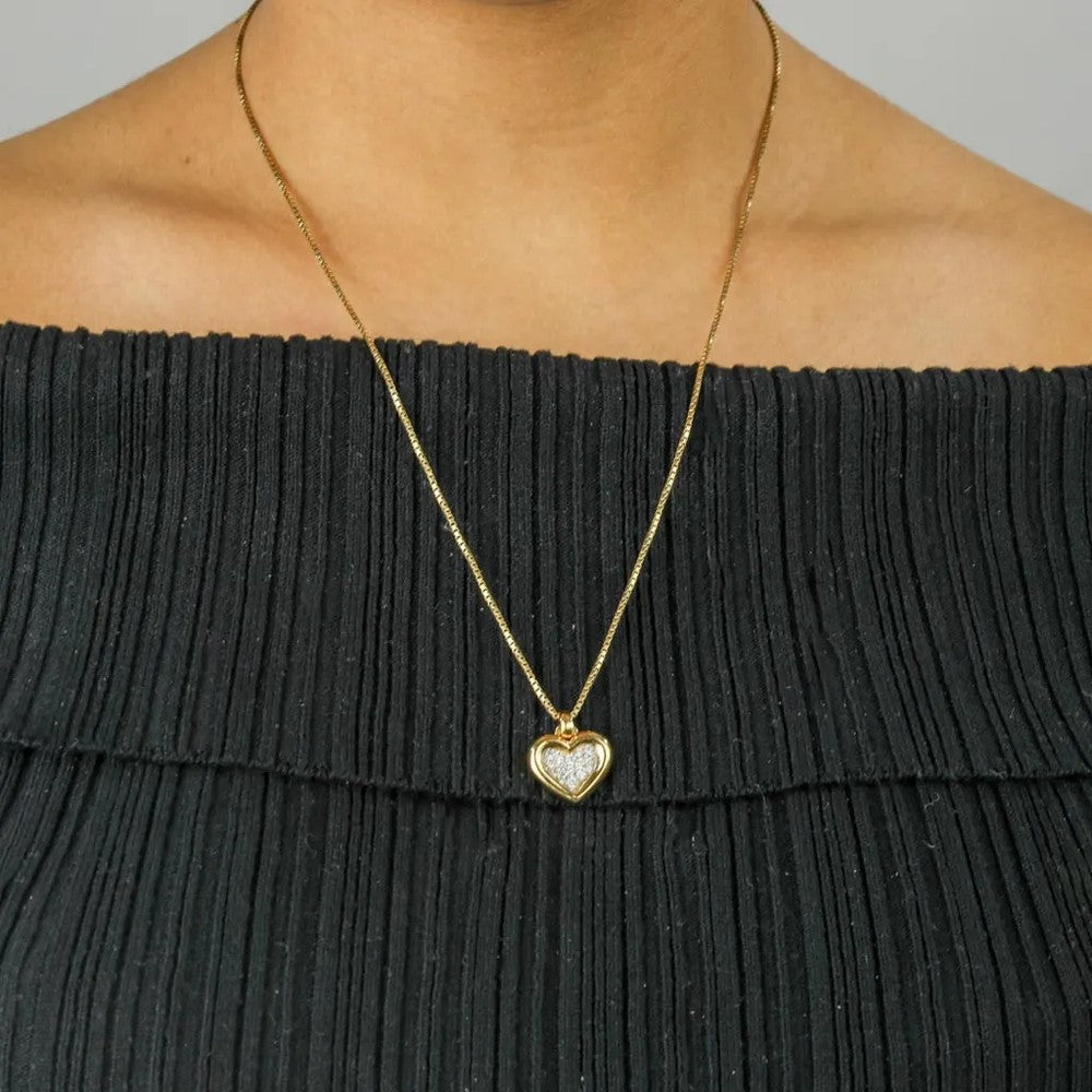 Pendentif en Or jaune 18k - Motif "Coeur" avec Diamants