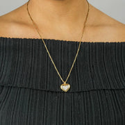 18k Yellow Gold Pendant - "Heart" Motif with Diamonds