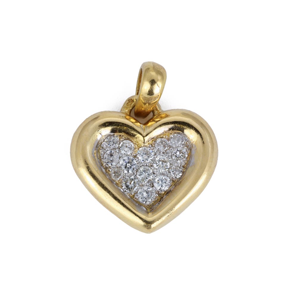 Pendentif en Or jaune 18k - Motif "Coeur" avec Diamants