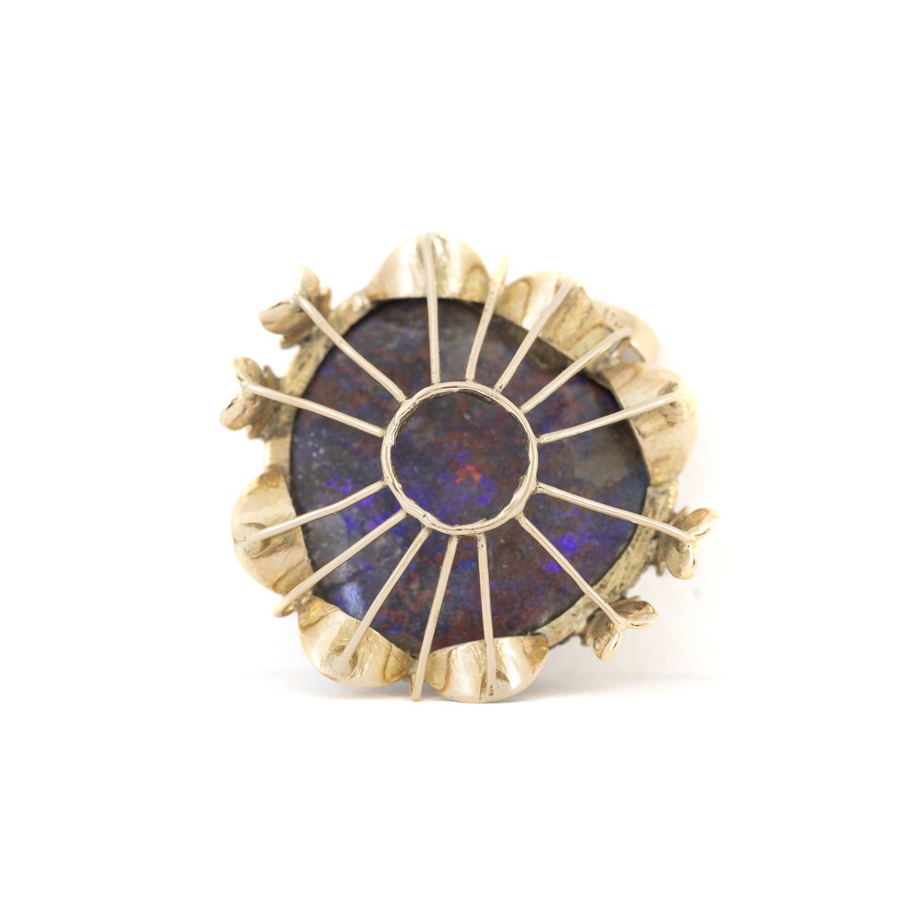 Pendentif en Or jaune 18k - Motif "Coeur" avec Opale noire