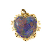 Pendentif en Or jaune 18k - Motif "Coeur" avec Opale noire