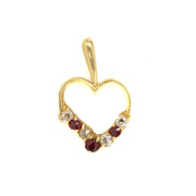 Pendentif en Or jaune 18k - Motif "Coeur" avec Rubis et Diamants