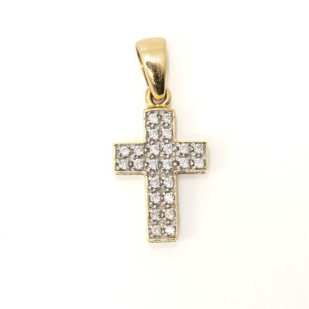Pendentif en Or jaune 18k - Motif "Croix Chretienne" avec Diamants