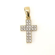 Pendentif en Or jaune 18k - Motif "Croix Chretienne" avec Diamants