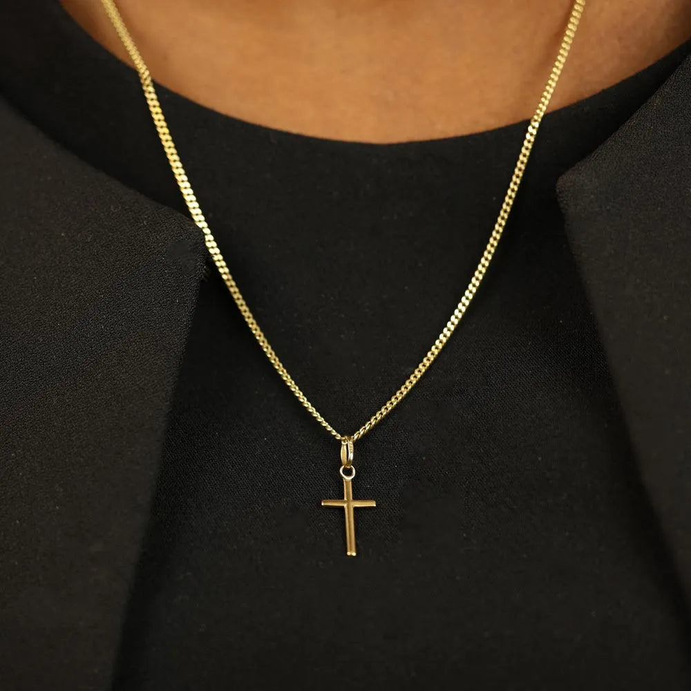 18k Yellow Gold Pendant - "Christian Cross" Motif