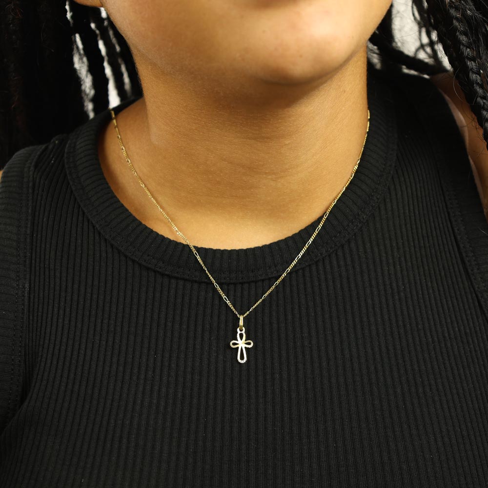 18k Yellow Gold Pendant - "Christian Cross" Motif