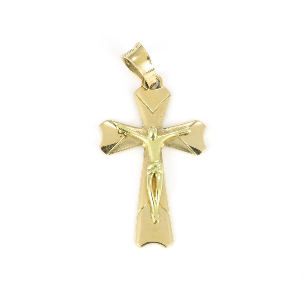 18k Yellow Gold Pendant - "Crucifix" Design