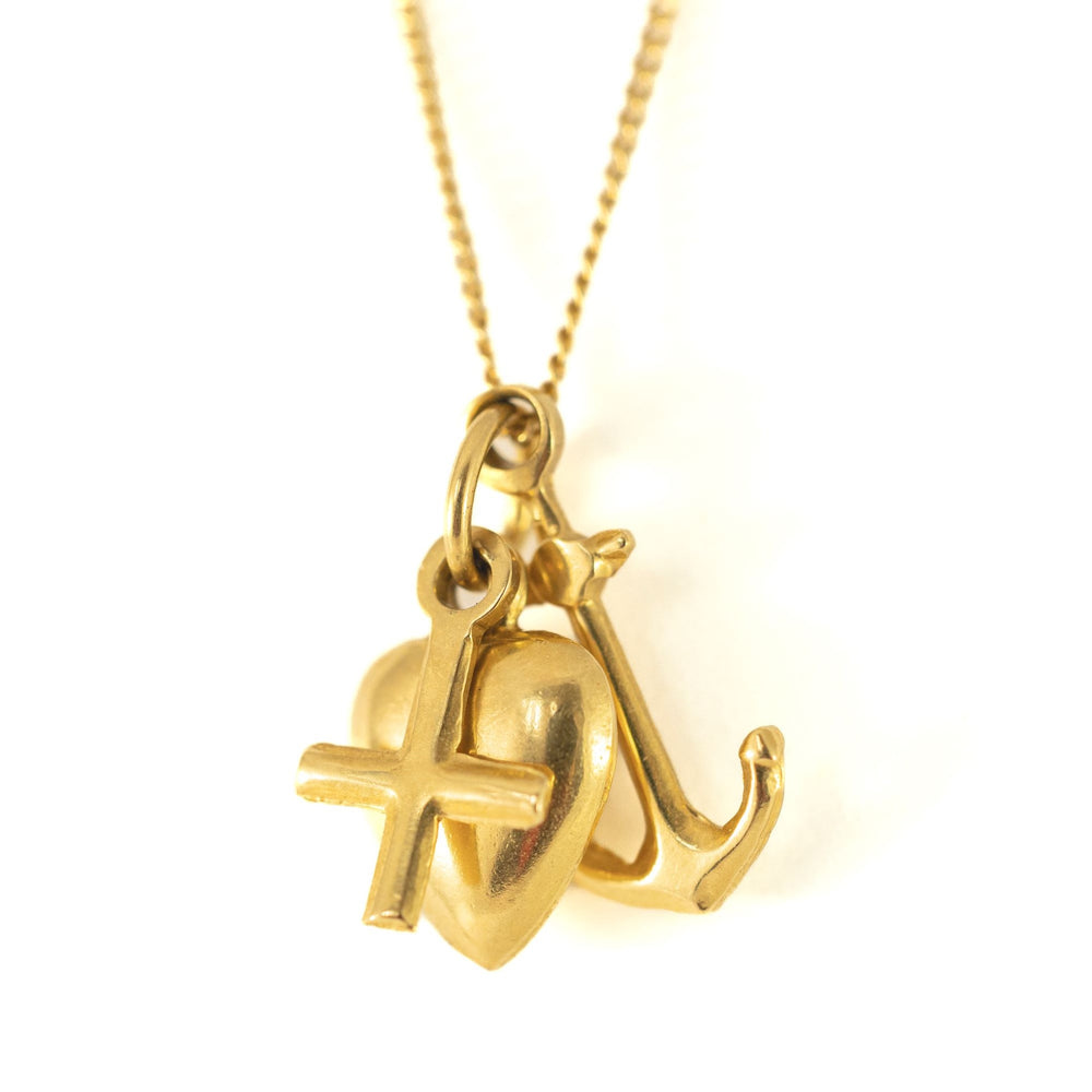 Pendentif en Or jaune 18k - Motif "Croix, Ancre et Coeur"