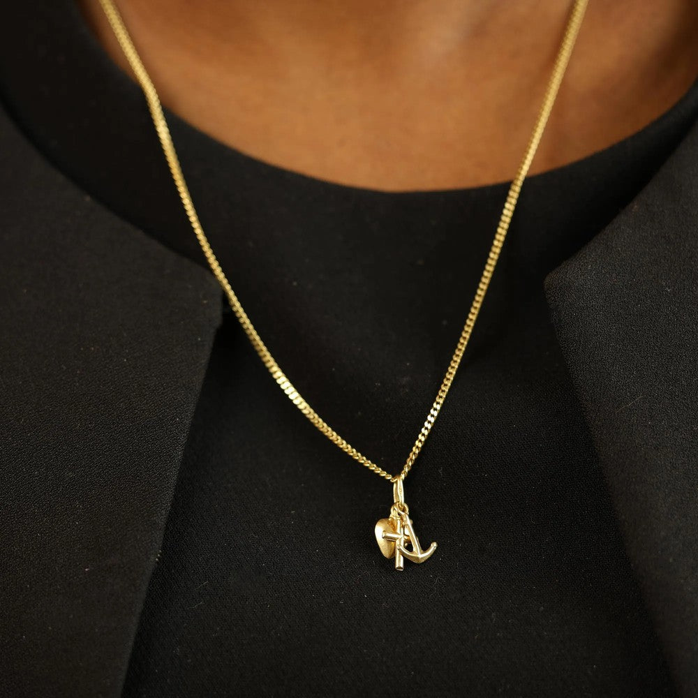 Pendentif en Or jaune 18k - Motif "Croix, Ancre et Coeur"