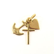 Pendentif en Or jaune 18k - Motif "Croix, Ancre et Coeur"