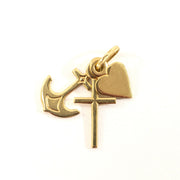 Pendentif en Or jaune 18k - Motif "Croix, Ancre et Coeur"