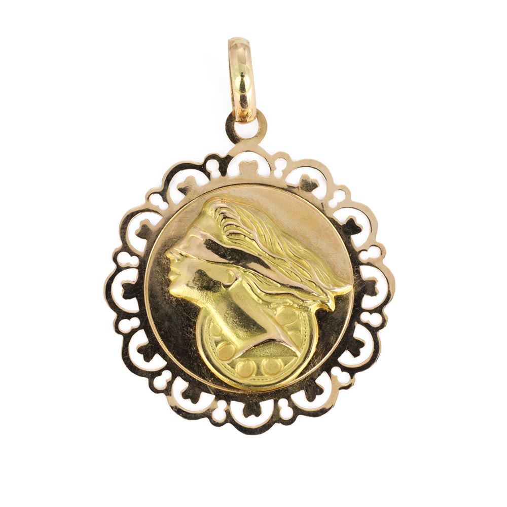 Pendentif en Or jaune 18k - Motif "Déesse Fortuna"