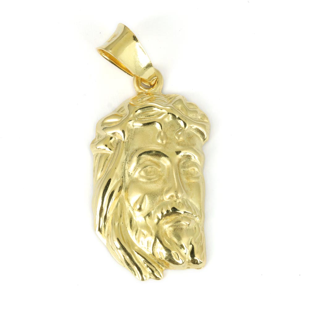 18k Yellow Gold Pendant - "Jesus Head" Design
