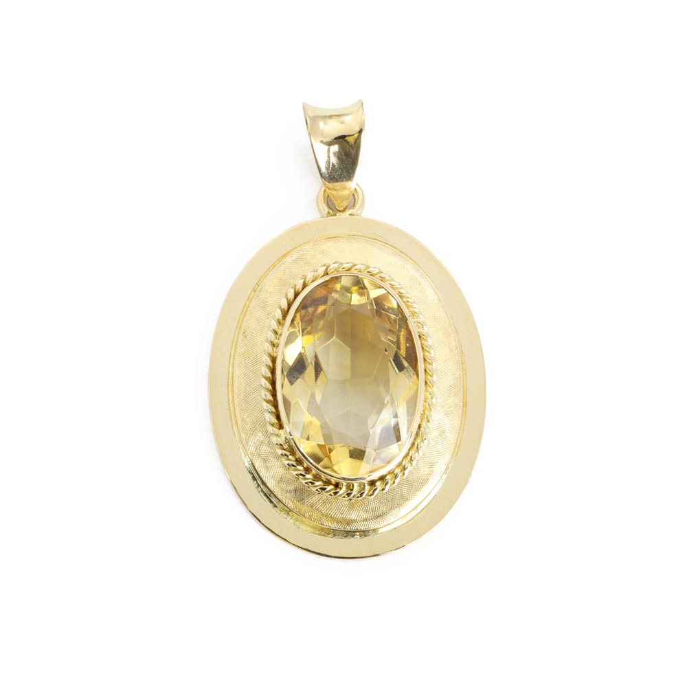 18k Yellow Gold Pendant with Citrine