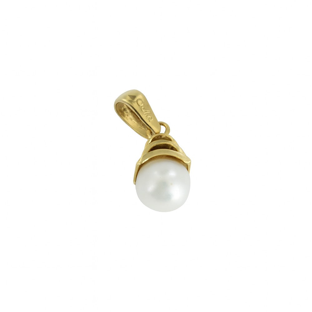 Pendentif en Or jaune 18k avec Perle de culture