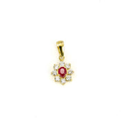 Pendentif en Or jaune 18k avec Rubis et Zirconiums