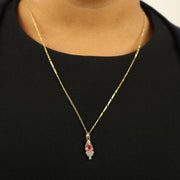 Pendentif en Or jaune 18k avec Spinelle rose et Diamants - Création Marchand d'Or