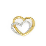 Pendentif en Or jaune et blanc 18k - Motif "Double coeurs" avec diamants