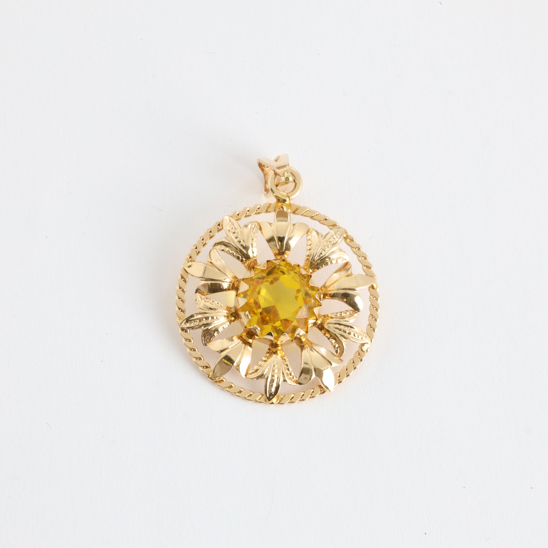 Pendentif en Or rose 18k - Motif "Fleur" avec Verre taillé