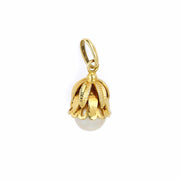 Pendentif en or jaune 18k - Motif "Fleur en clochette" avec perle