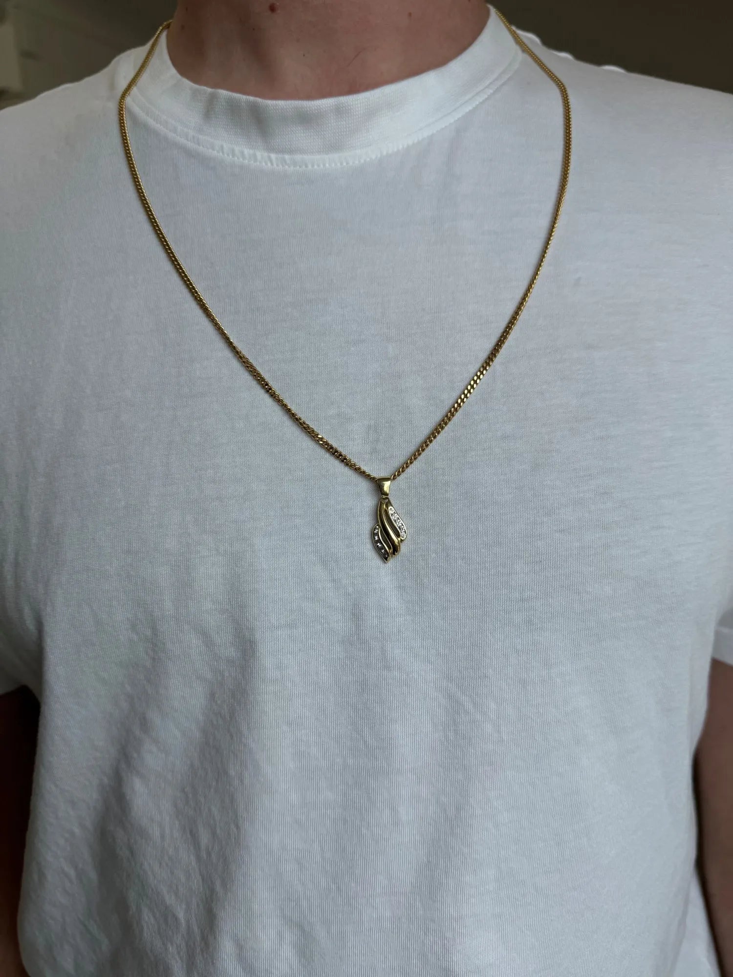 Pendentif en or jaune 18k - Motif "Ondulé rétro"