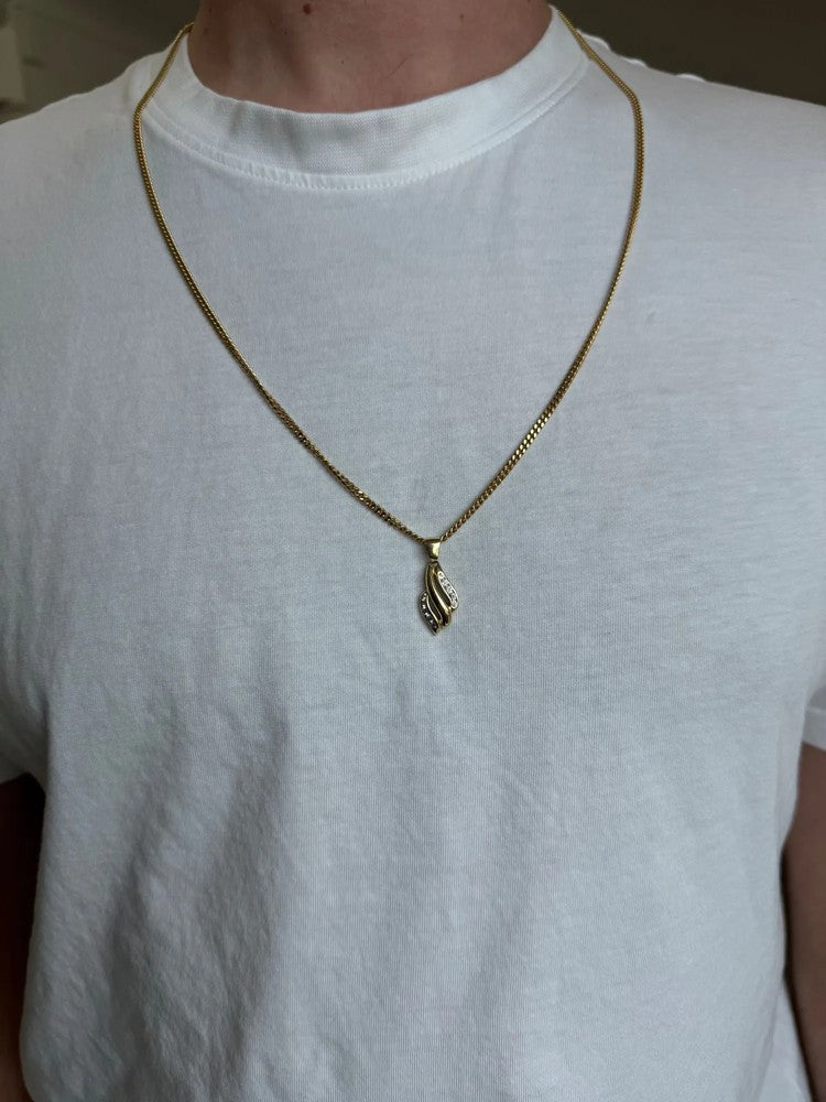Pendentif en or jaune 18k - Motif "Ondulé rétro"