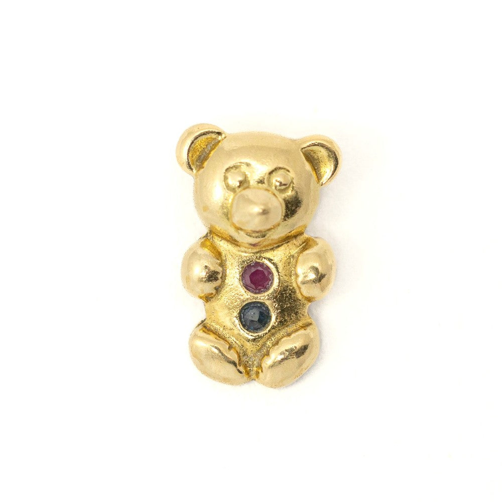 Pendentif en or jaune 18k - Motif "Ourson" avec Rubis et Emeraude