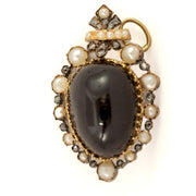 Pendentif en or jaune 18k avec Grenat et Perles