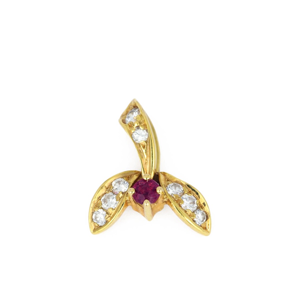 18k Yellow Gold Pendant with Ruby and Diamonds