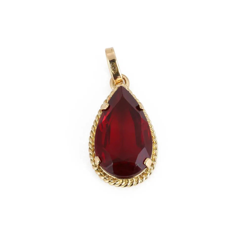 18k Yellow Gold Pendant with Synthetic Ruby