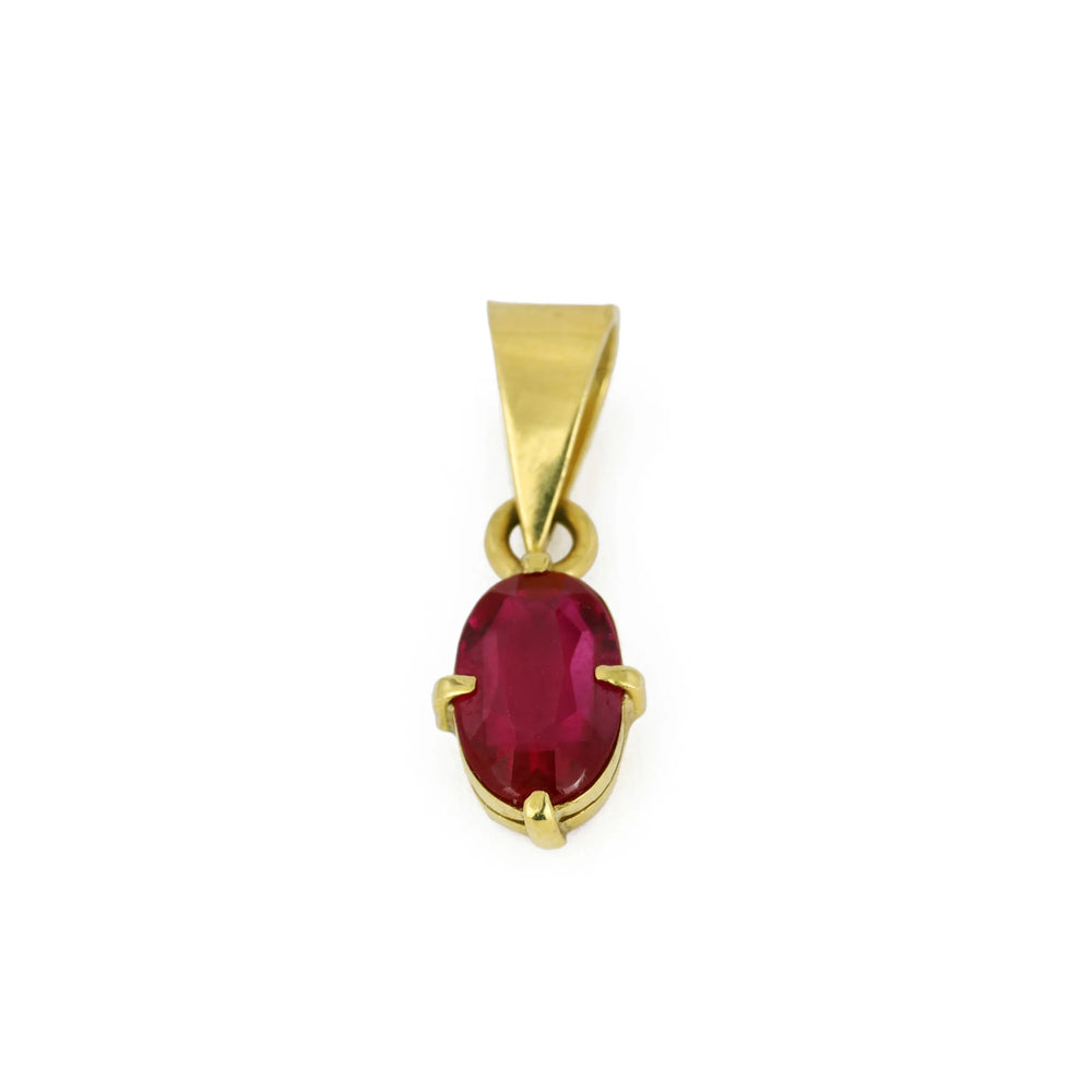 Pendentif en or jaune 18k avec Rubis synthétique