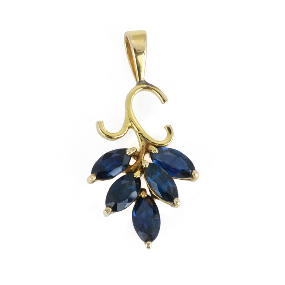 Pendentif en or jaune 18k avec Saphirs