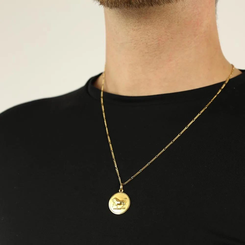 8k Yellow Gold Pendant - "Taurus Zodiac Sign" Design