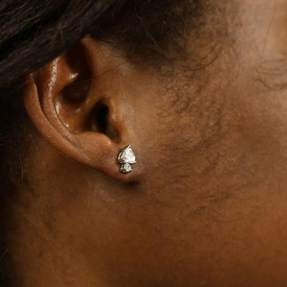 Puces d'oreilles en Argent avec Verre taillé