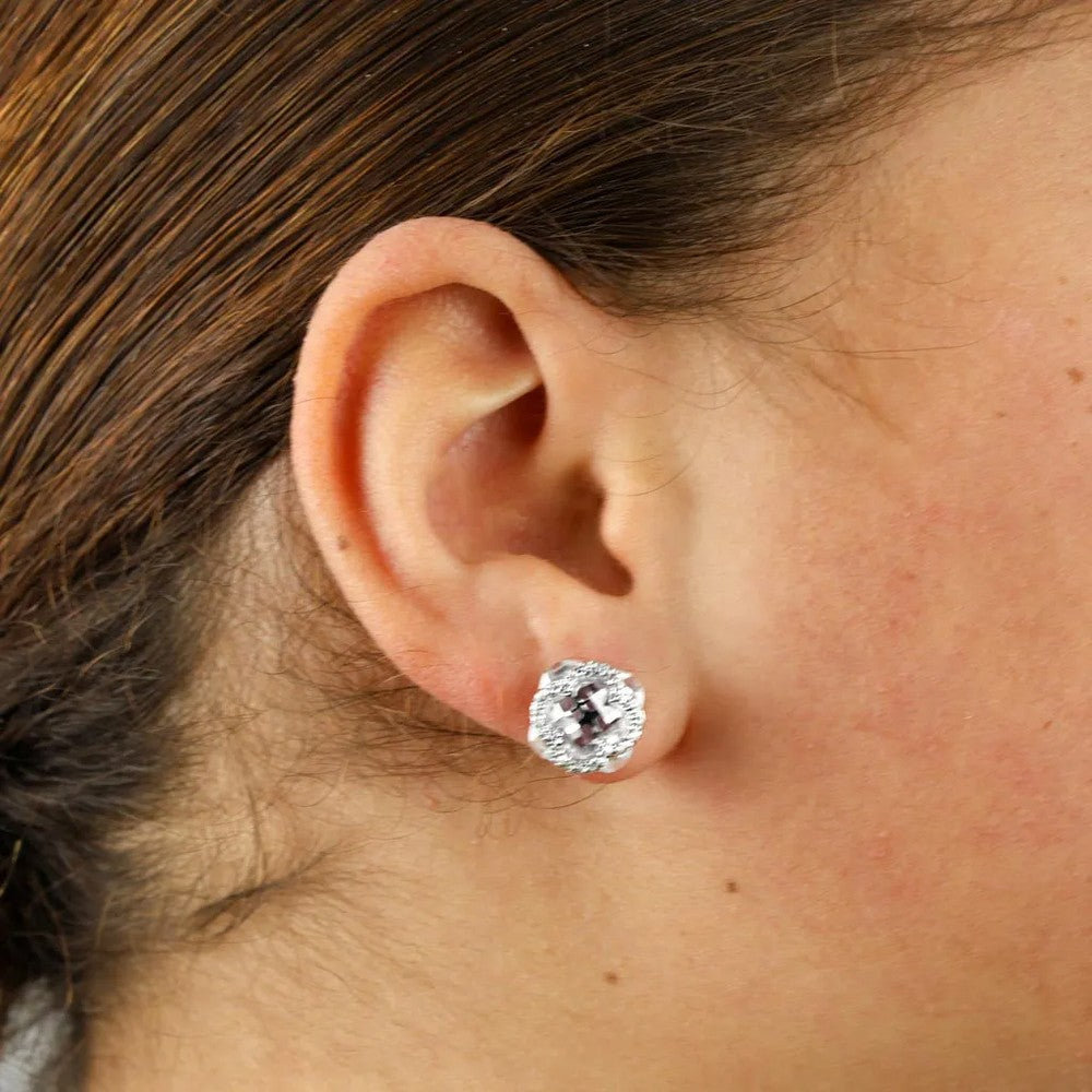 Puces d'oreilles en Argent avec Verre taillé