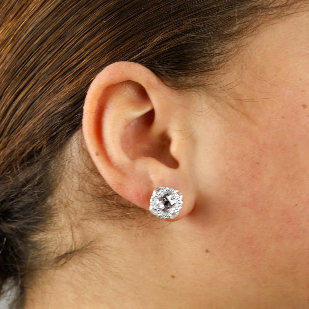 Puces d'oreilles en Argent avec Verre taillé