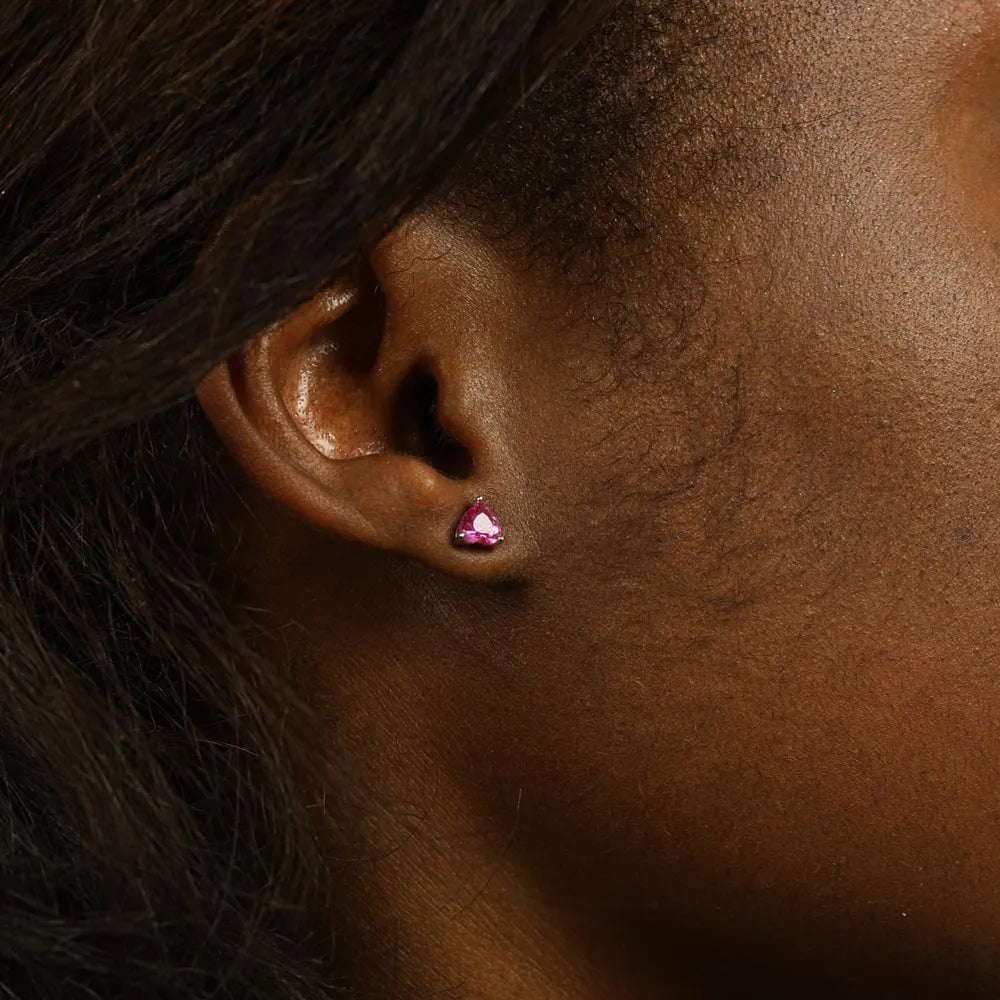 Puces d'oreilles en Argent avec Verre taillé trillion