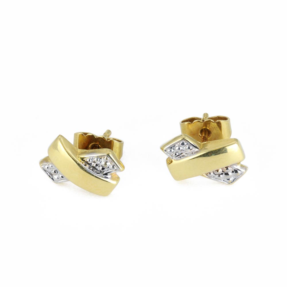 Puces d'oreilles en Or blanc et jaune 18k - Style Graphique