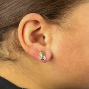 Puces d'oreilles en Or blanc et jaune 18k - Style Graphique