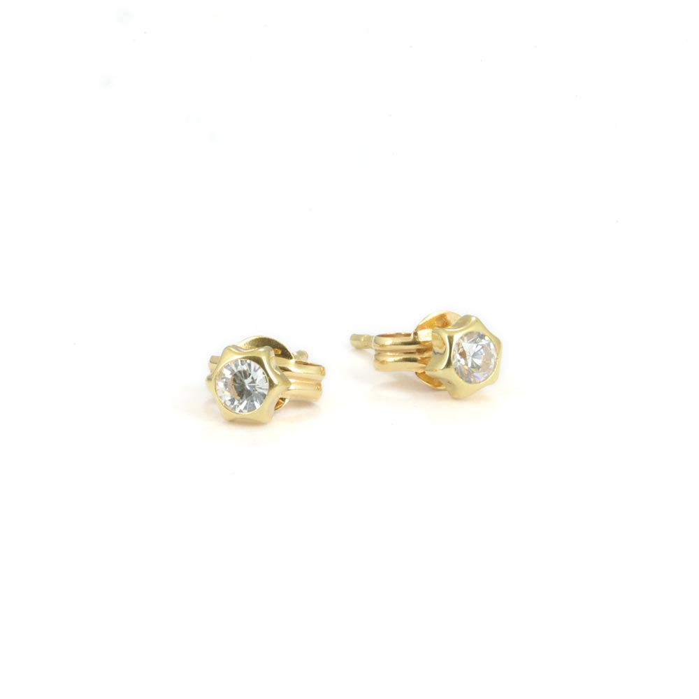 Puces d'oreilles en Or jaune 18k avec Zirconiums